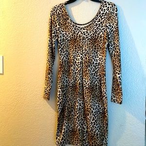 Long sleeve  stretch dress Leopard print